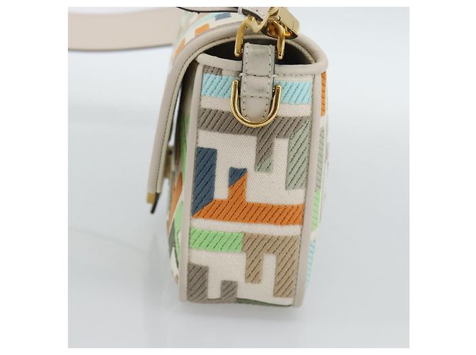 FENDI Zucca Canvas Mamma Baguette Bag 2way Multicolor Gold Auth 188798SM Multicolore D'oro - vista 5