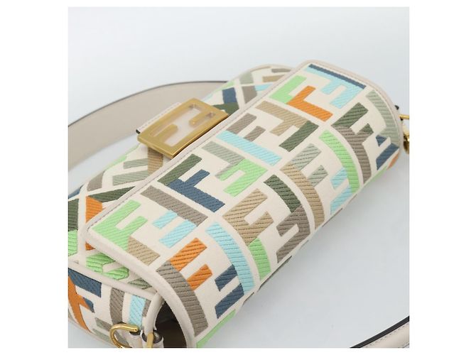 FENDI Zucca Canvas Mamma Baguette Bag 2way Multicolor Gold Auth 188798SM Multicolore D'oro - vista 6