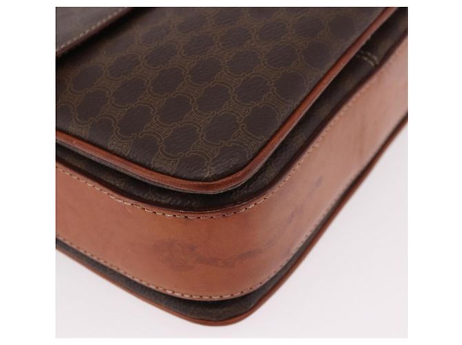 16 Céline Borsa a Spalla CELINE Macadam Canvas PVC Pelle Marrone Oro Auth 188782 D'oro - vista 10