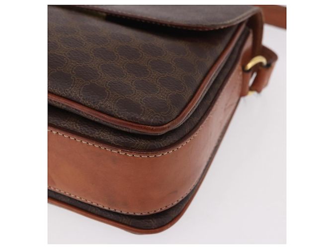 16 Céline Borsa a Spalla CELINE Macadam Canvas PVC Pelle Marrone Oro Auth 188782 D'oro - vista 11