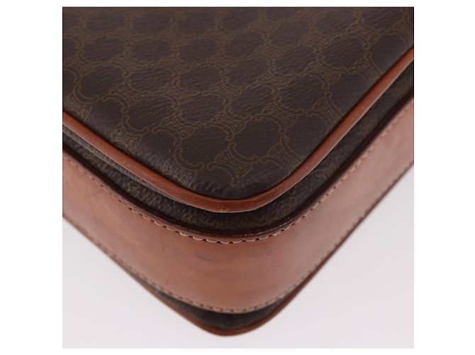 16 Céline Borsa a Spalla CELINE Macadam Canvas PVC Pelle Marrone Oro Auth 188782 D'oro - vista 12