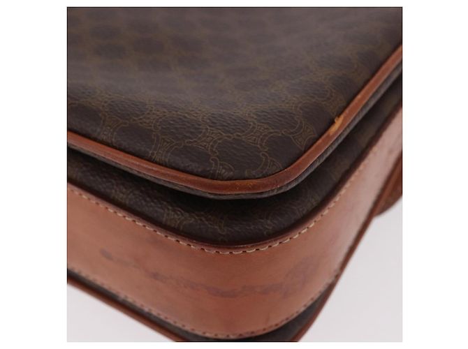 16 Céline Borsa a Spalla CELINE Macadam Canvas PVC Pelle Marrone Oro Auth 188782 D'oro - vista 13