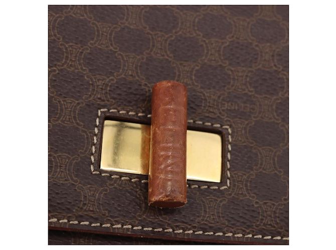 16 Céline Borsa a Spalla CELINE Macadam Canvas PVC Pelle Marrone Oro Auth 188782 D'oro - vista 14