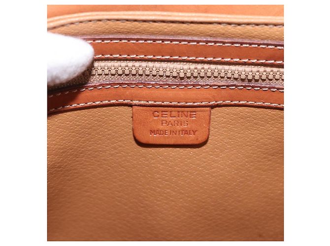 16 Céline Borsa a Spalla CELINE Macadam Canvas PVC Pelle Marrone Oro Auth 188782 D'oro - vista 16