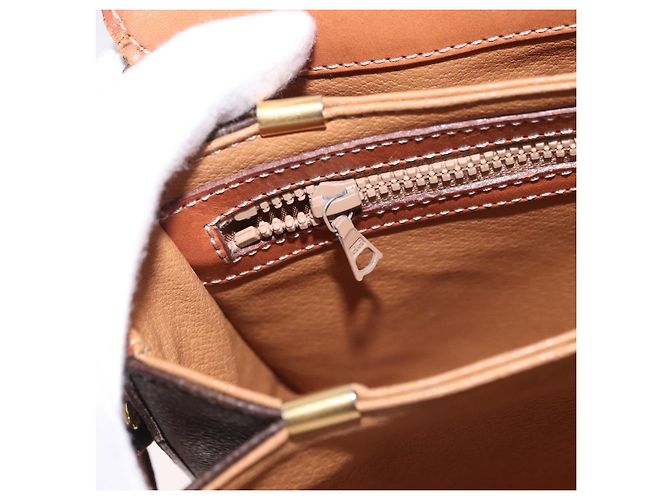 16 Céline Borsa a Spalla CELINE Macadam Canvas PVC Pelle Marrone Oro Auth 188782 D'oro - vista 21