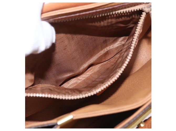 16 Céline Borsa a Spalla CELINE Macadam Canvas PVC Pelle Marrone Oro Auth 188782 D'oro - vista 22