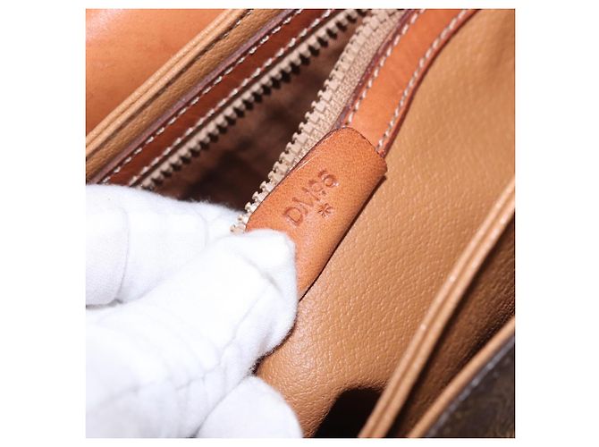 16 Céline Borsa a Spalla CELINE Macadam Canvas PVC Pelle Marrone Oro Auth 188782 D'oro - vista 23