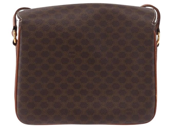16 Céline Borsa a Spalla CELINE Macadam Canvas PVC Pelle Marrone Oro Auth 188782 D'oro - vista 3