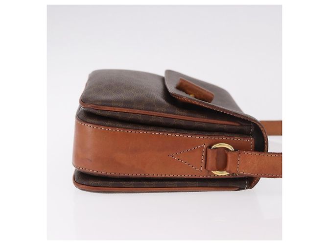 16 Céline Borsa a Spalla CELINE Macadam Canvas PVC Pelle Marrone Oro Auth 188782 D'oro - vista 4