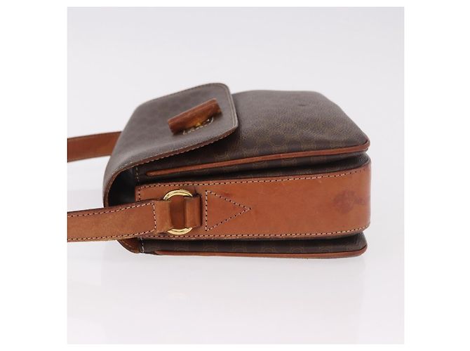 16 Céline Borsa a Spalla CELINE Macadam Canvas PVC Pelle Marrone Oro Auth 188782 D'oro - vista 5