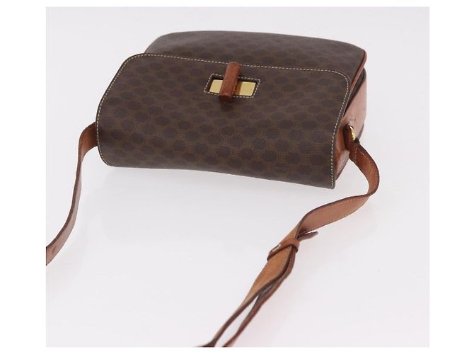 16 Céline Borsa a Spalla CELINE Macadam Canvas PVC Pelle Marrone Oro Auth 188782 D'oro - vista 6