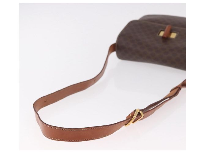 16 Céline Borsa a Spalla CELINE Macadam Canvas PVC Pelle Marrone Oro Auth 188782 D'oro - vista 7
