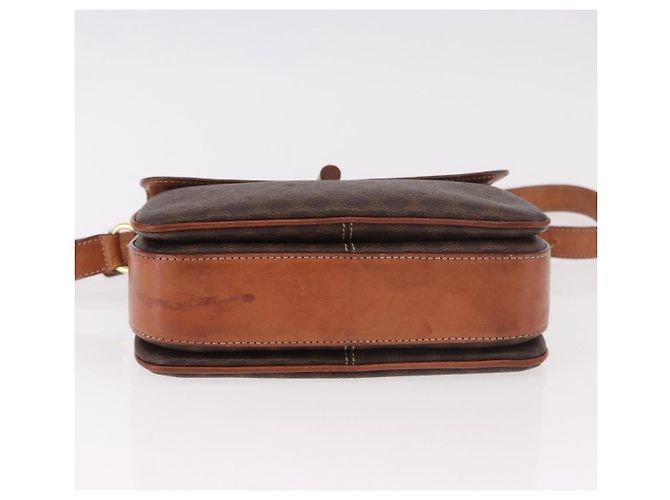16 Céline Borsa a Spalla CELINE Macadam Canvas PVC Pelle Marrone Oro Auth 188782 D'oro - vista 9