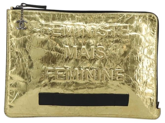 Clutch CHANEL in pelle, toni oro e argento, CC Auth BA13613SAM - vista 2