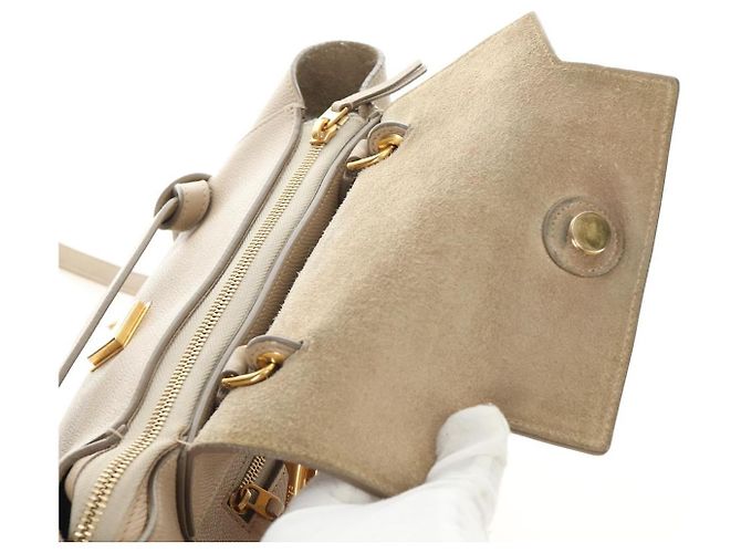 Céline Borsa CELINE Belt Bag Micro in pelle 2way Beige Oro Auth 185805M D'oro - vista 21