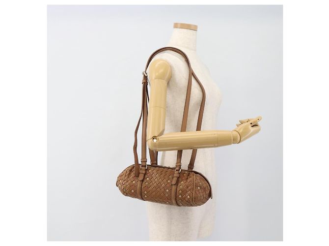 BORSA A SPALLA BOTTEGA VENETA INTRECCIATO Pelle Marrone Auth 188068A - vista 22