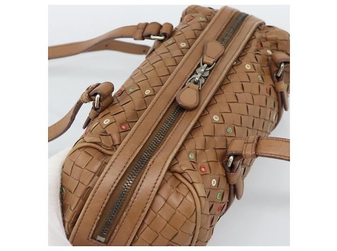 BORSA A SPALLA BOTTEGA VENETA INTRECCIATO Pelle Marrone Auth 188068A - vista 6
