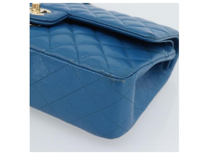 CHANEL Matelasse 25 Chain Shoulder Bag Caviar Skin Blue Gold CC Auth 189073SM D'oro - vista 10