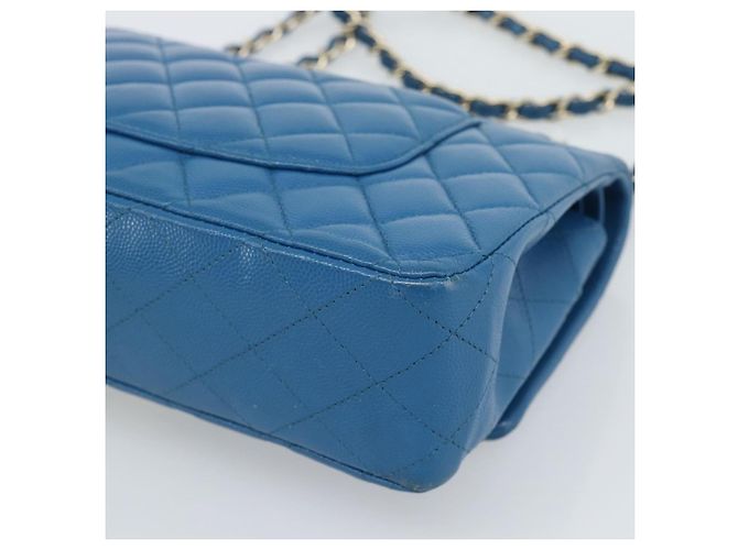CHANEL Matelasse 25 Chain Shoulder Bag Caviar Skin Blue Gold CC Auth 189073SM D'oro - vista 12