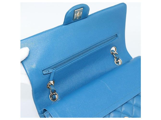CHANEL Matelasse 25 Chain Shoulder Bag Caviar Skin Blue Gold CC Auth 189073SM D'oro - vista 14