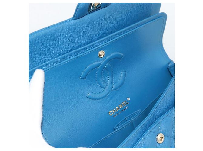 CHANEL Matelasse 25 Chain Shoulder Bag Caviar Skin Blue Gold CC Auth 189073SM D'oro - vista 15