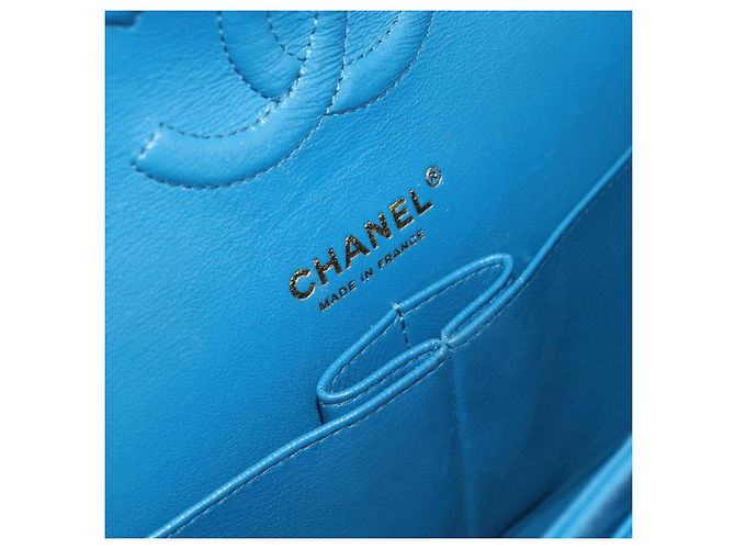 CHANEL Matelasse 25 Chain Shoulder Bag Caviar Skin Blue Gold CC Auth 189073SM D'oro - vista 16