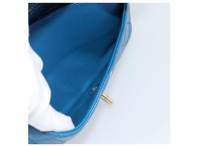 CHANEL Matelasse 25 Chain Shoulder Bag Caviar Skin Blue Gold CC Auth 189073SM D'oro - vista 21