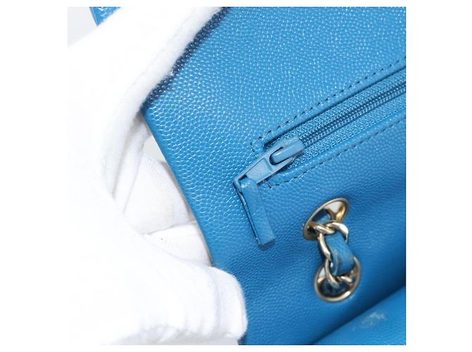 CHANEL Matelasse 25 Chain Shoulder Bag Caviar Skin Blue Gold CC Auth 189073SM D'oro - vista 23