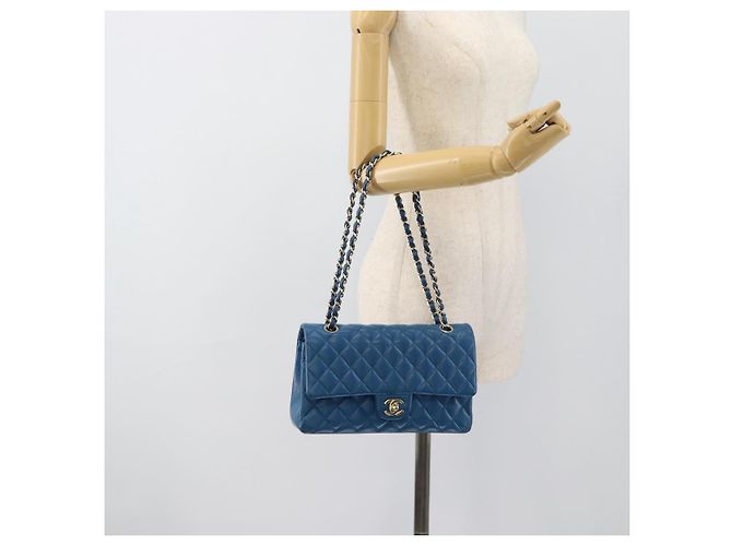 CHANEL Matelasse 25 Chain Shoulder Bag Caviar Skin Blue Gold CC Auth 189073SM D'oro - vista 28
