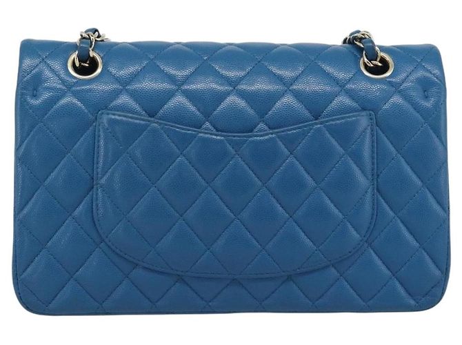 CHANEL Matelasse 25 Chain Shoulder Bag Caviar Skin Blue Gold CC Auth 189073SM D'oro - vista 3