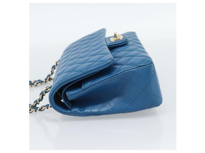 CHANEL Matelasse 25 Chain Shoulder Bag Caviar Skin Blue Gold CC Auth 189073SM D'oro - vista 4