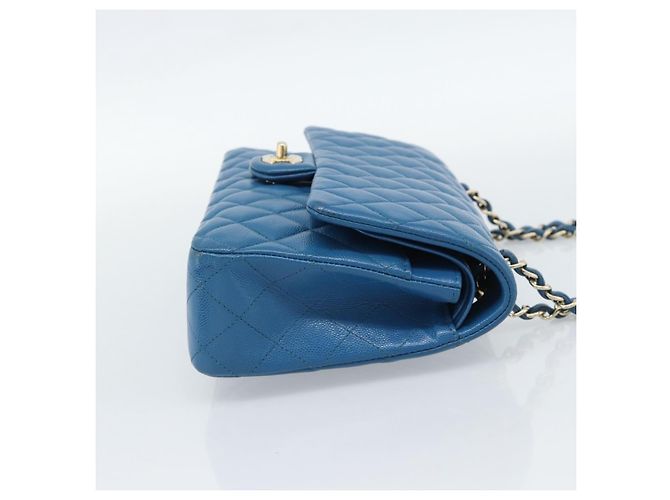 CHANEL Matelasse 25 Chain Shoulder Bag Caviar Skin Blue Gold CC Auth 189073SM D'oro - vista 5