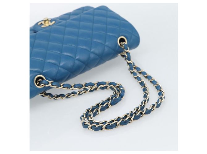 CHANEL Matelasse 25 Chain Shoulder Bag Caviar Skin Blue Gold CC Auth 189073SM D'oro - vista 7