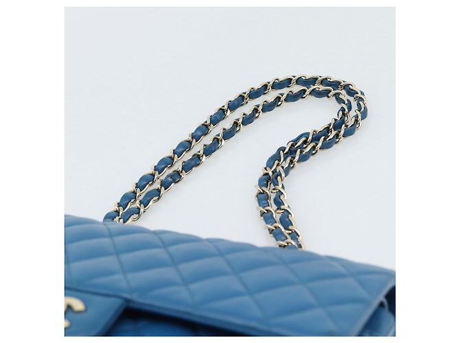 CHANEL Matelasse 25 Chain Shoulder Bag Caviar Skin Blue Gold CC Auth 189073SM D'oro - vista 8