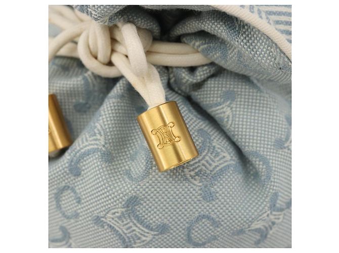 Céline Pochette CELINE C Macadam Canvas Azzurro Light Auth 187409A Blu chiaro - vista 13