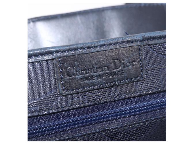 Borsa Tote Christian Dior Trotter Canvas Navy Gold Auth ka4935 D'oro Blu navy - vista 16