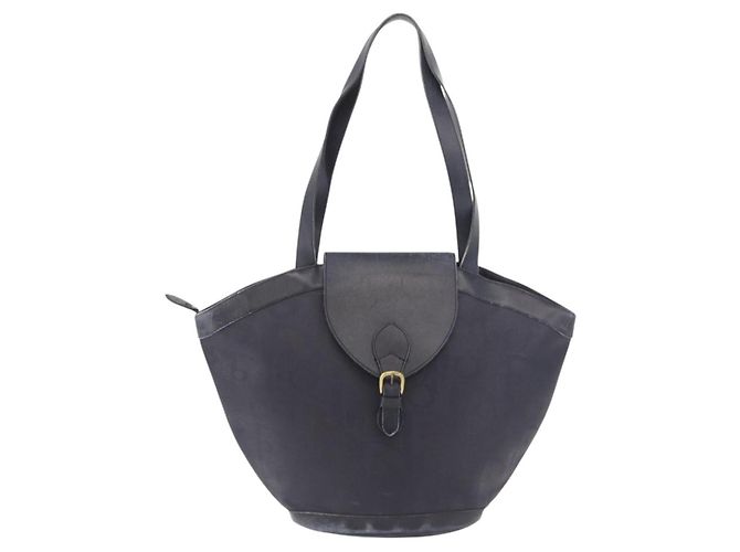 Borsa Tote Christian Dior Trotter Canvas Navy Gold Auth ka4935 D'oro Blu navy - vista 2