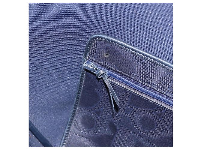 Borsa Tote Christian Dior Trotter Canvas Navy Gold Auth ka4935 D'oro Blu navy - vista 20