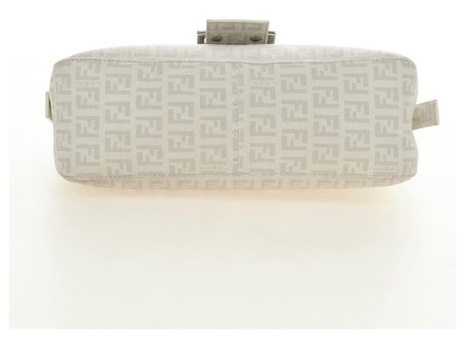 FENDI Zucchino Canvas Mamma Baguette Tasche PVC Weiß Silber Authentisch yk20548SAM - Ansicht 10