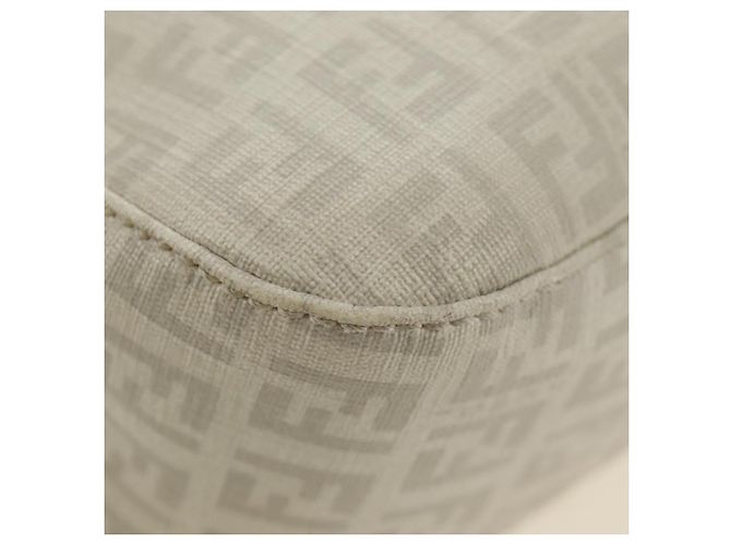 FENDI Zucchino Canvas Mamma Baguette Tasche PVC Weiß Silber Authentisch yk20548SAM - Ansicht 11