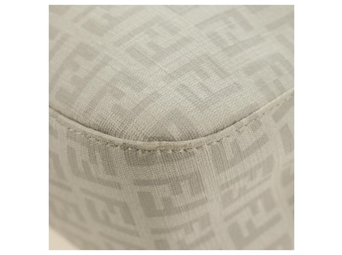 FENDI Zucchino Canvas Mamma Baguette Tasche PVC Weiß Silber Authentisch yk20548SAM - Ansicht 12