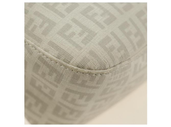 FENDI Zucchino Canvas Mamma Baguette Tasche PVC Weiß Silber Authentisch yk20548SAM - Ansicht 13