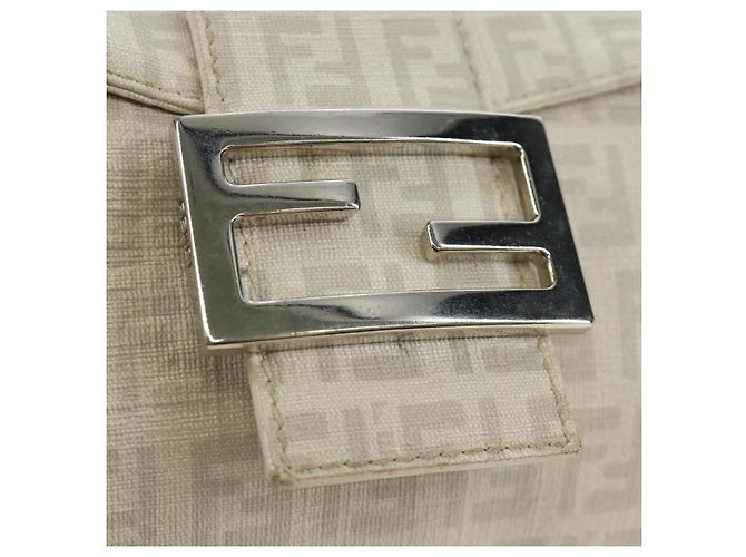 FENDI Zucchino Canvas Mamma Baguette Tasche PVC Weiß Silber Authentisch yk20548SAM - Ansicht 15