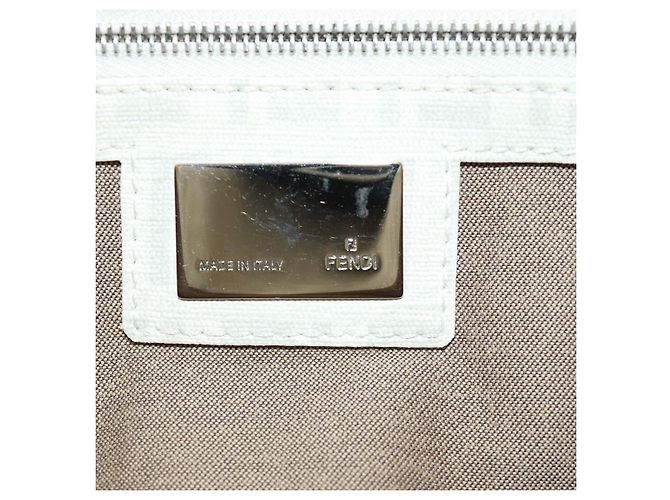 FENDI Zucchino Canvas Mamma Baguette Tasche PVC Weiß Silber Authentisch yk20548SAM - Ansicht 19