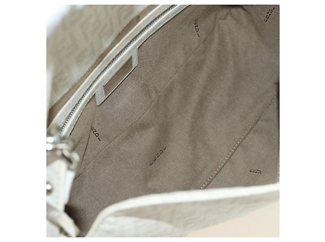 FENDI Zucchino Canvas Mamma Baguette Tasche PVC Weiß Silber Authentisch yk20548SAM - Ansicht 20