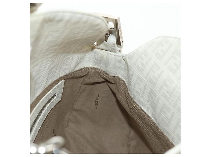 FENDI Zucchino Canvas Mamma Baguette Tasche PVC Weiß Silber Authentisch yk20548SAM - Ansicht 21
