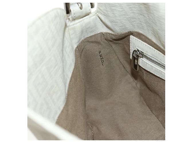 FENDI Zucchino Canvas Mamma Baguette Tasche PVC Weiß Silber Authentisch yk20548SAM - Ansicht 22