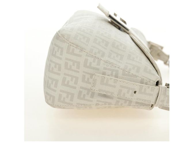 FENDI Zucchino Canvas Mamma Baguette Tasche PVC Weiß Silber Authentisch yk20548SAM - Ansicht 5