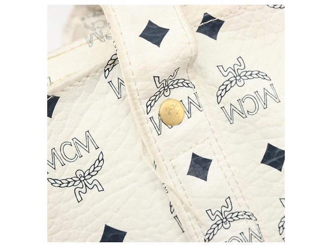 Borsa Tote MCM Vicetos Logogram PVC Leather White Auth 187455 Bianco - vista 16