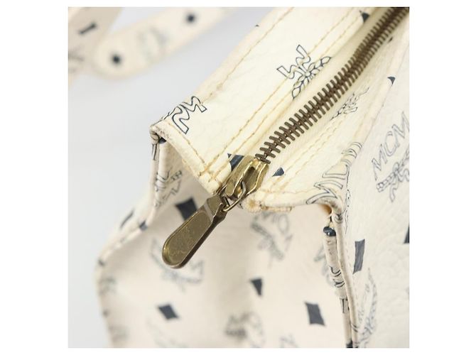Borsa Tote MCM Vicetos Logogram PVC Leather White Auth 187455 Bianco - vista 17